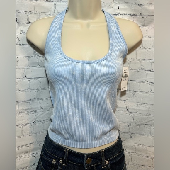 American Eagle Ribbed Halter in Blue Tie Dye Size Large - Picture 1 of 6